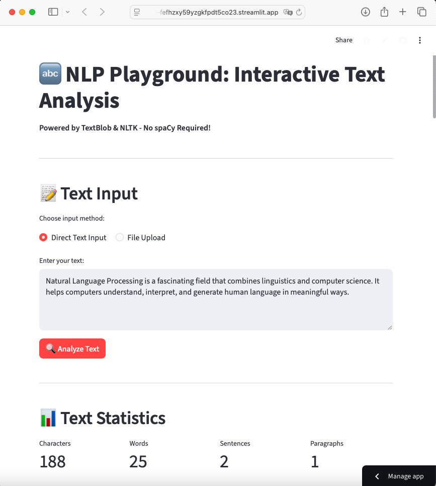 NLP Playground screenshot